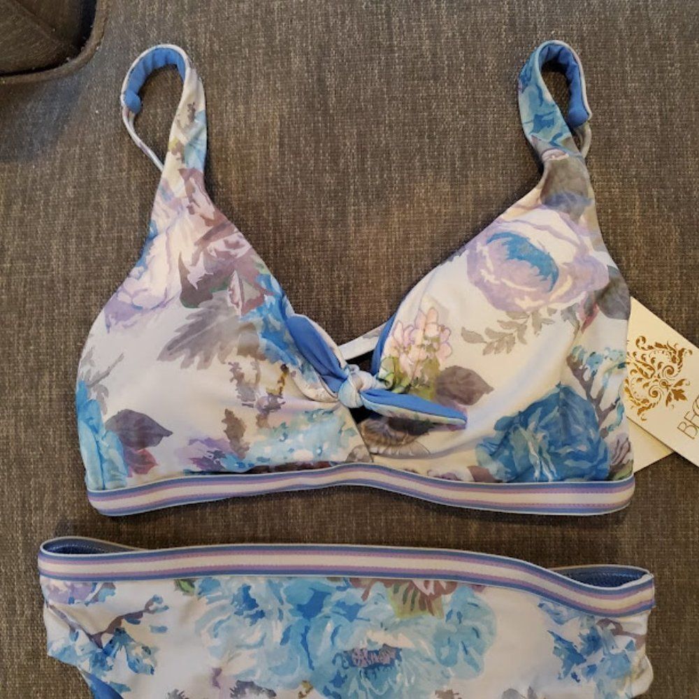 Becca Women's Floral High Waisted Swim Bikini Set Size Large $130 - Picture 11 of 16